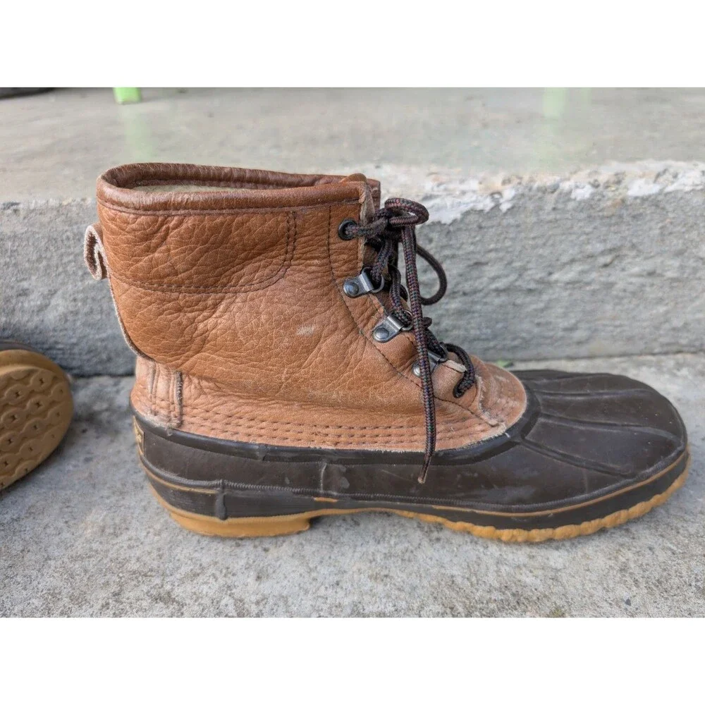 Vintage LL Bean Boots Shearling Lined Mens 11 Made in USA 5 Eyelet
